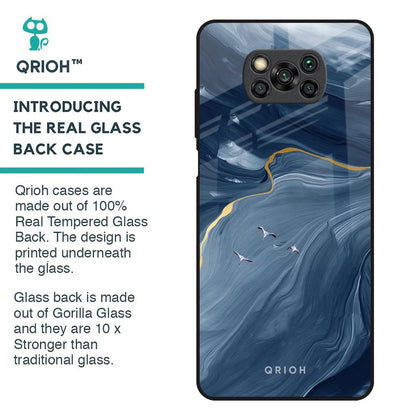 Deep Ocean Marble Glass Case for Poco X3