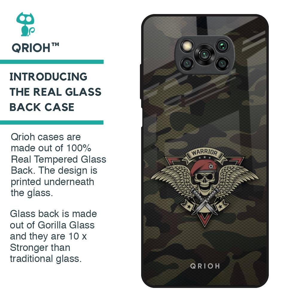Army Warrior Glass Case for Poco X3