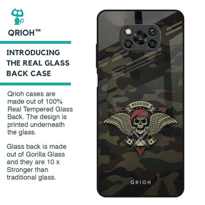 Army Warrior Glass Case for Poco X3