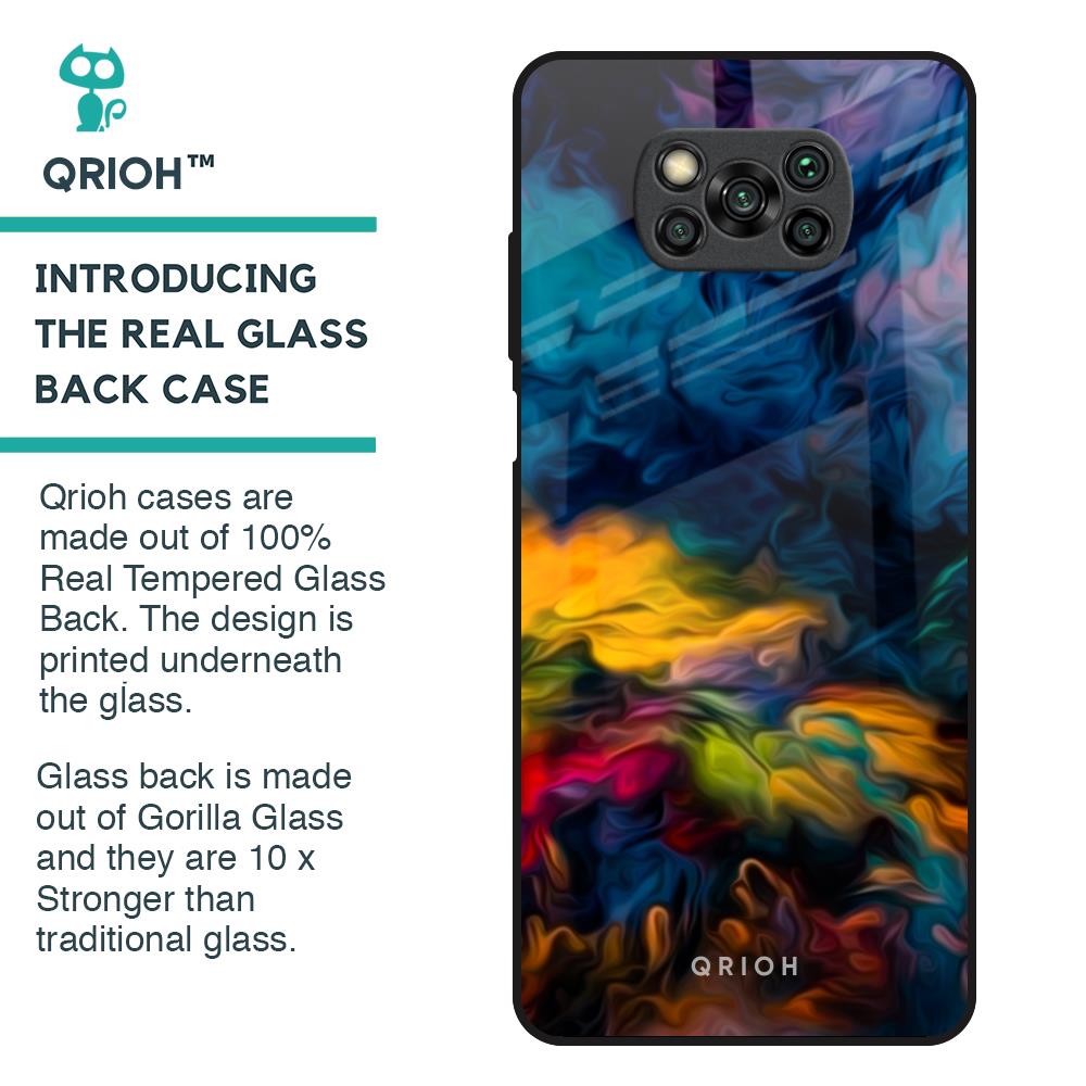 Multicolor Oil Painting Glass Case for Poco X3