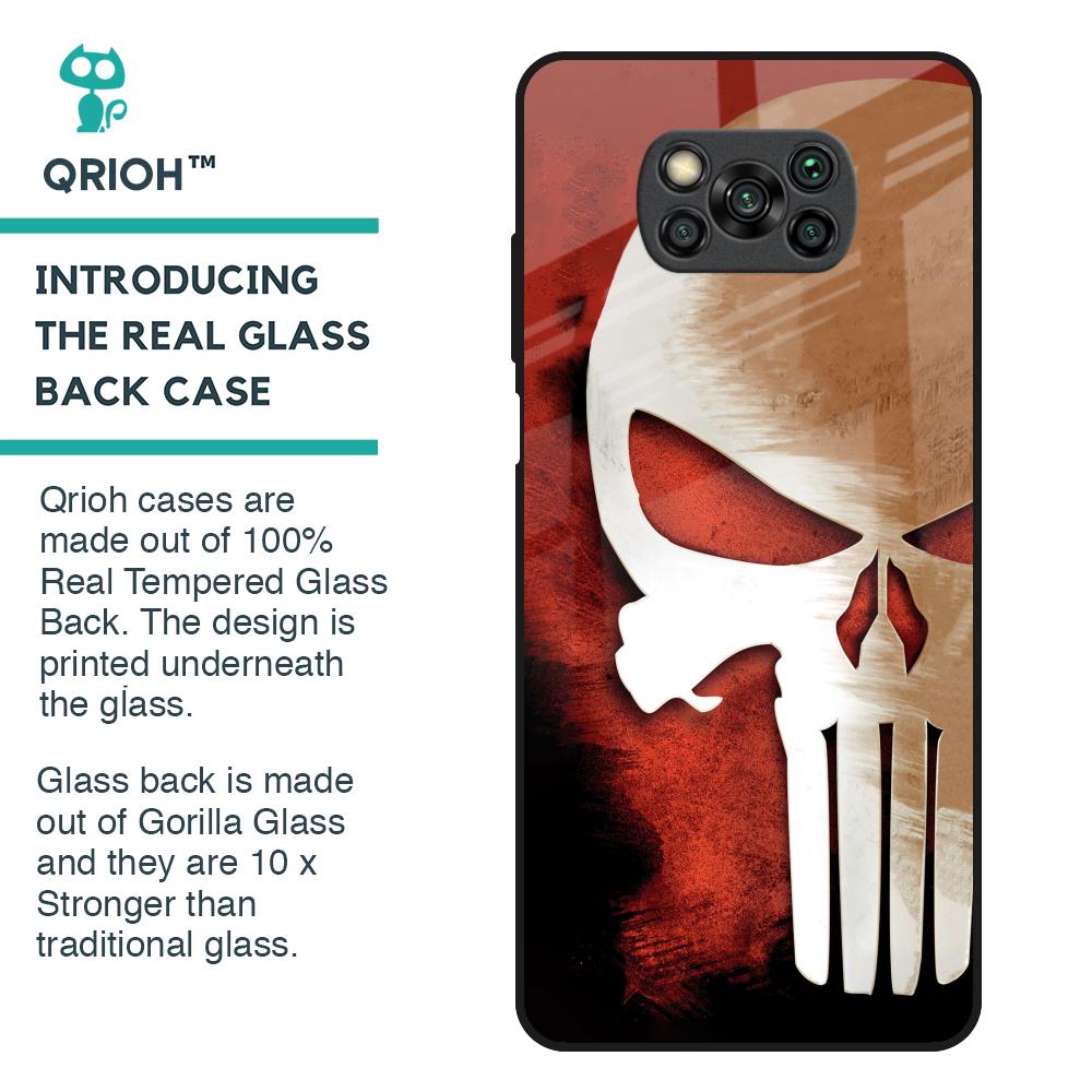 Red Skull Glass Case for Poco X3