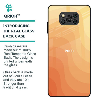 Orange Curve Pattern Glass Case for Poco X3