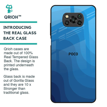 Blue Wave Abstract Glass Case for Poco X3