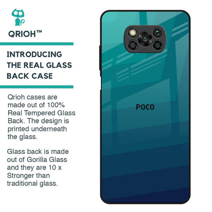 Green Triangle Pattern Glass Case for Poco X3