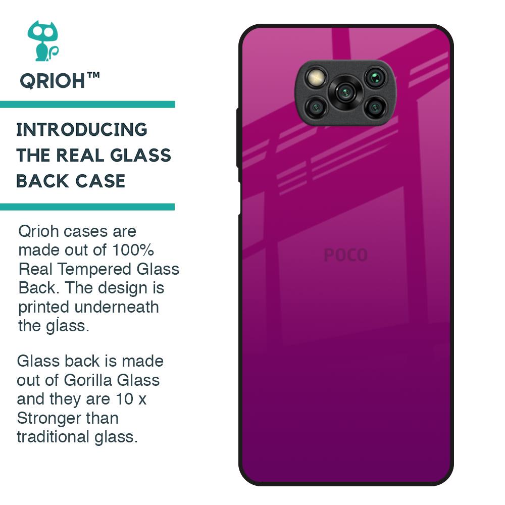 Magenta Gradient Glass Case For Poco X3