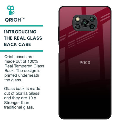 Wine Red Glass Case For Poco X3
