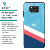 Pink & White Stripes Glass Case For Poco X3
