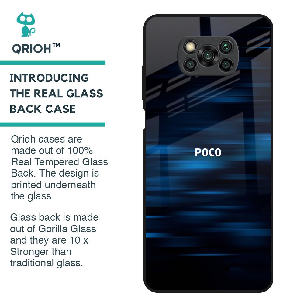 Blue Rough Abstract Glass Case for Poco X3