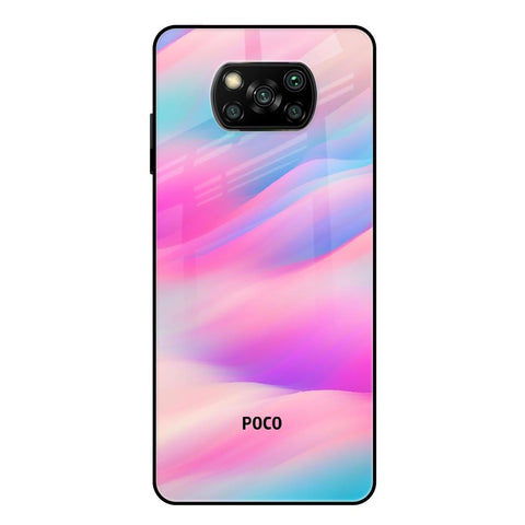 Colorful Waves Poco X3 Glass Cases & Covers Online