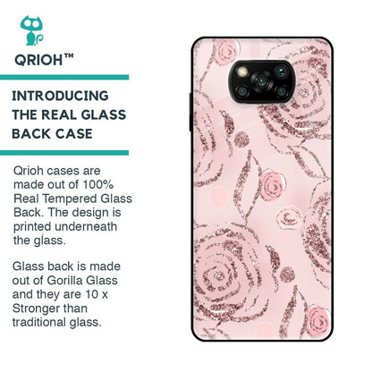 Shimmer Roses Glass case for Poco X3