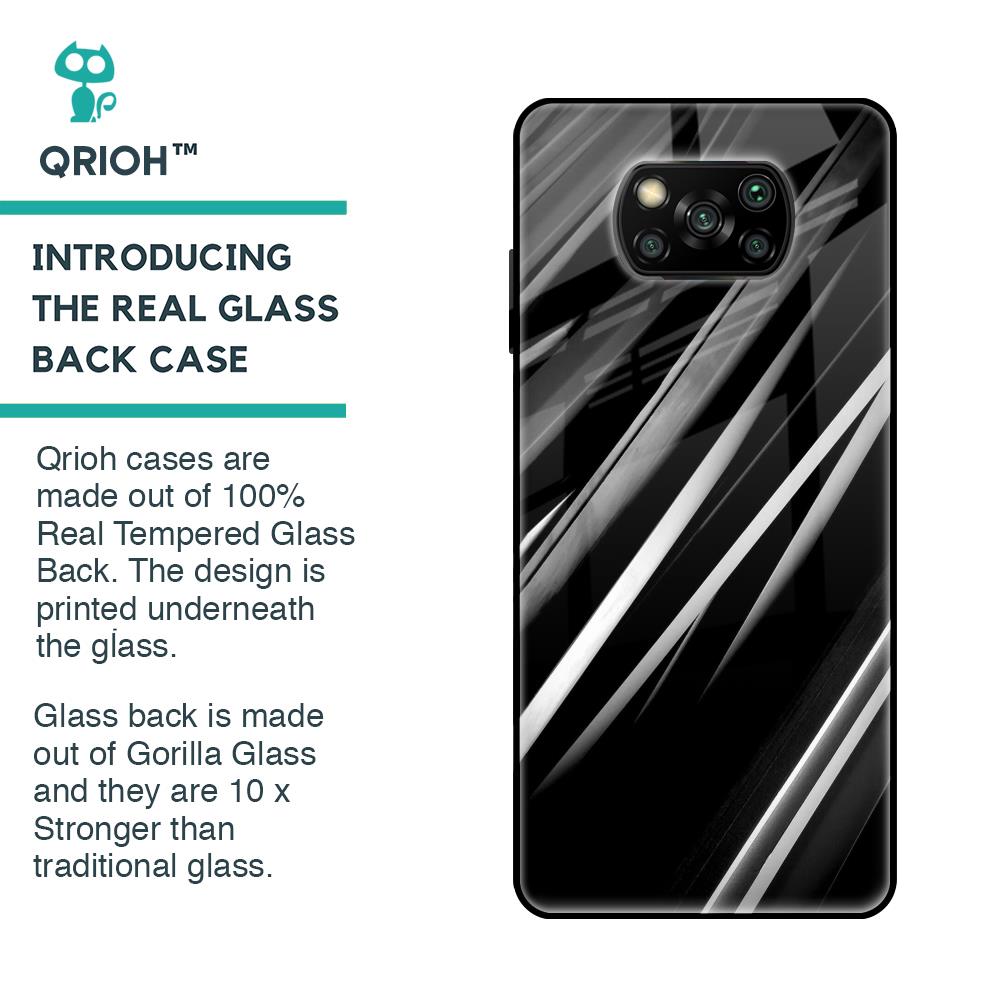 Black & Grey Gradient Glass Case For Poco X3