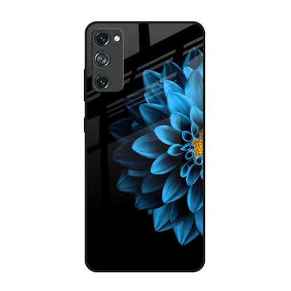 Half Blue Flower Samsung Galaxy S20 FE Glass Back Cover Online
