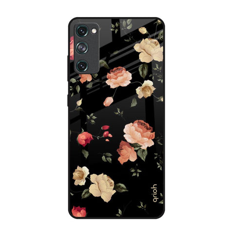 Black Spring Floral Samsung Galaxy S20 FE Glass Back Cover Online