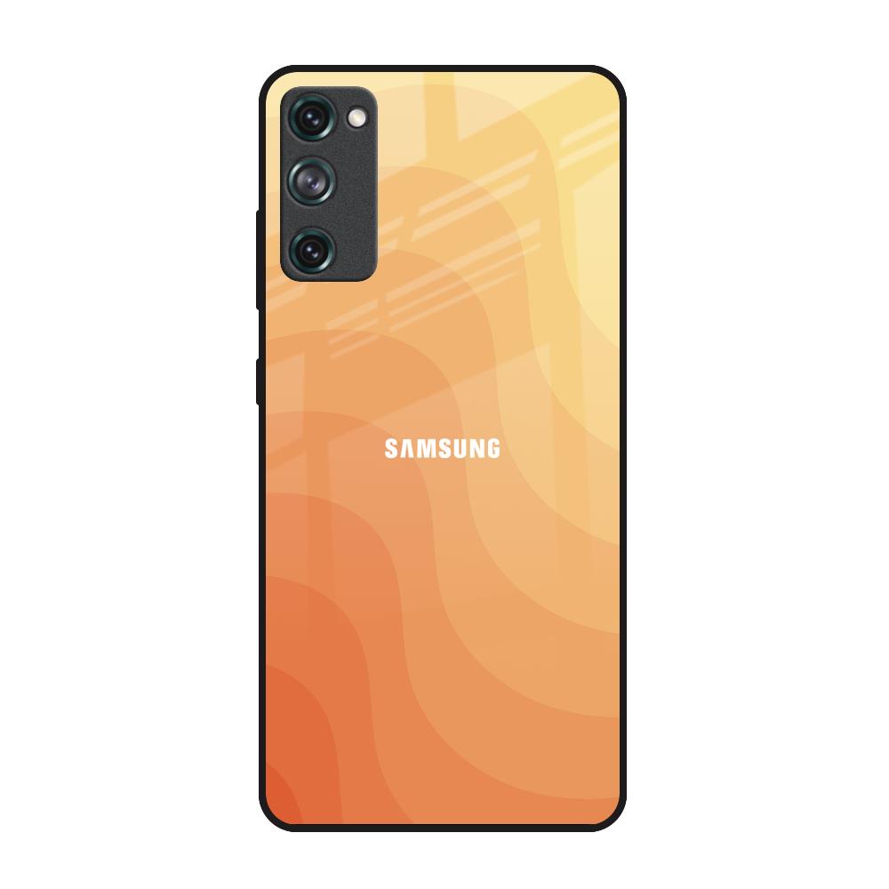 Orange Curve Pattern Samsung Galaxy S20 FE Glass Back Cover Online
