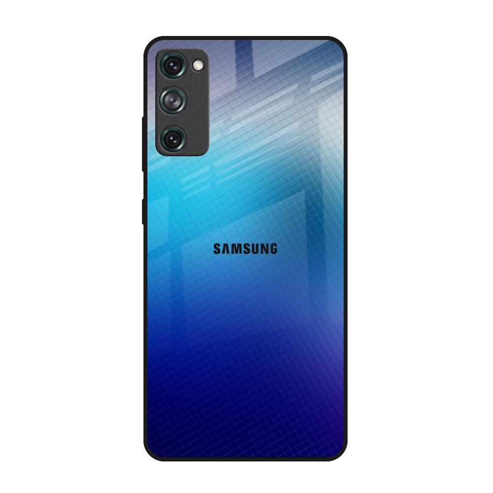 Blue Rhombus Pattern Samsung Galaxy S20 FE Glass Back Cover Online