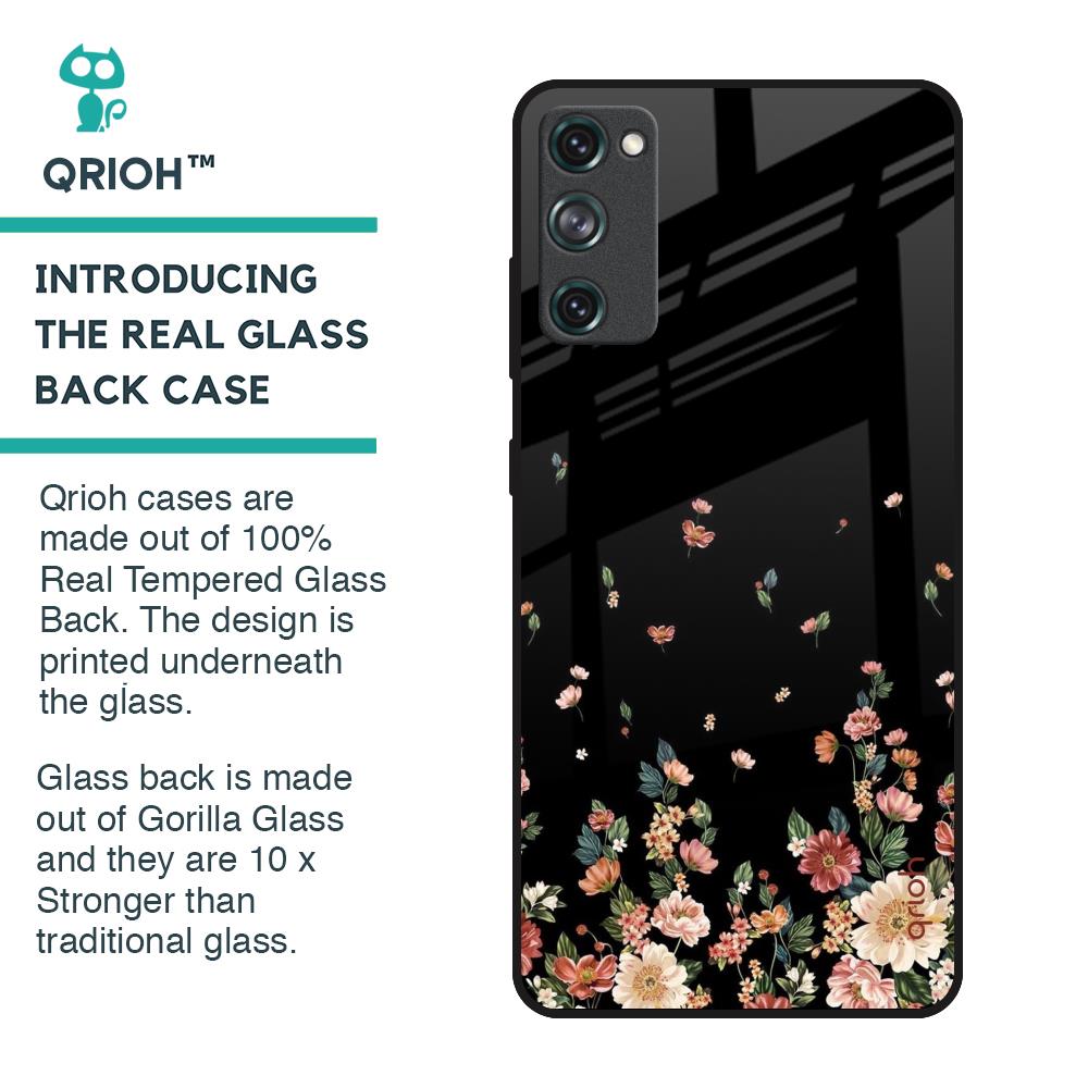 Floating Floral Print Glass Case for Samsung Galaxy S20 FE