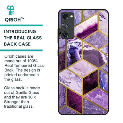 Purple Rhombus Marble Glass Case for Samsung Galaxy S20 FE