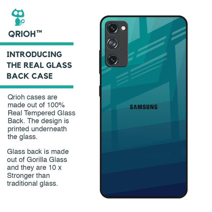 Green Triangle Pattern Glass Case for Samsung Galaxy S20 FE