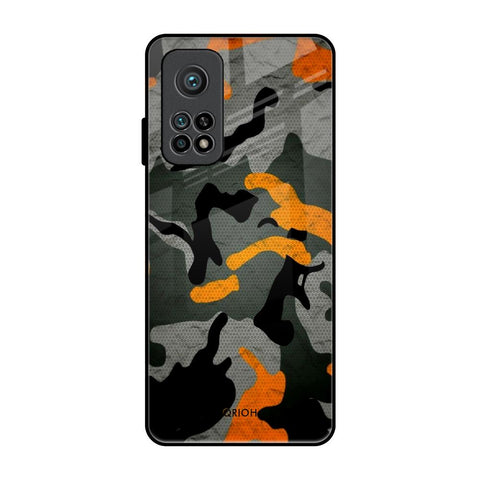 Camouflage Orange Xiaomi Mi 10T Pro Glass Back Cover Online
