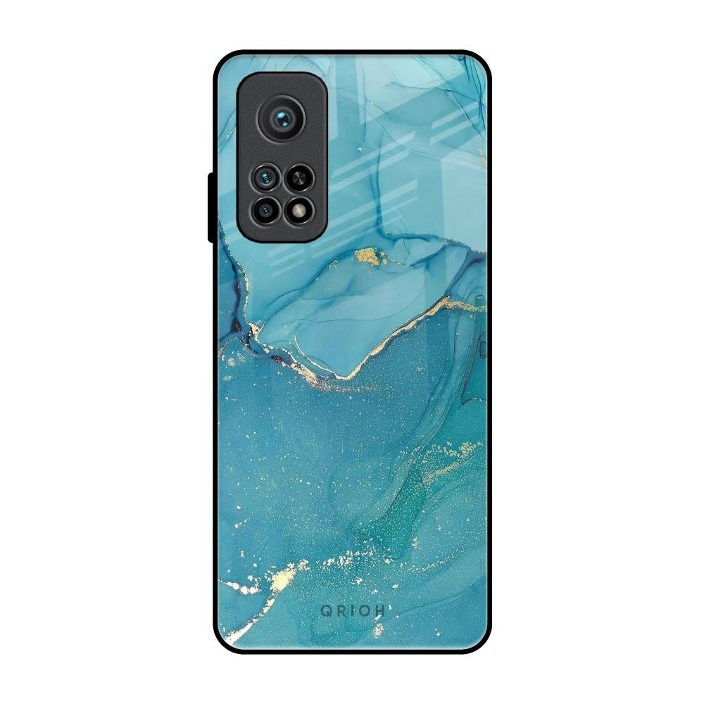 Blue Golden Glitter Xiaomi Mi 10T Pro Glass Back Cover Online