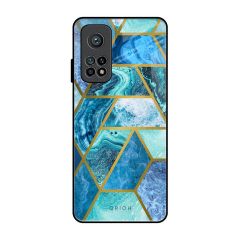 Turquoise Geometrical Marble Xiaomi Mi 10T Pro Glass Back Cover Online