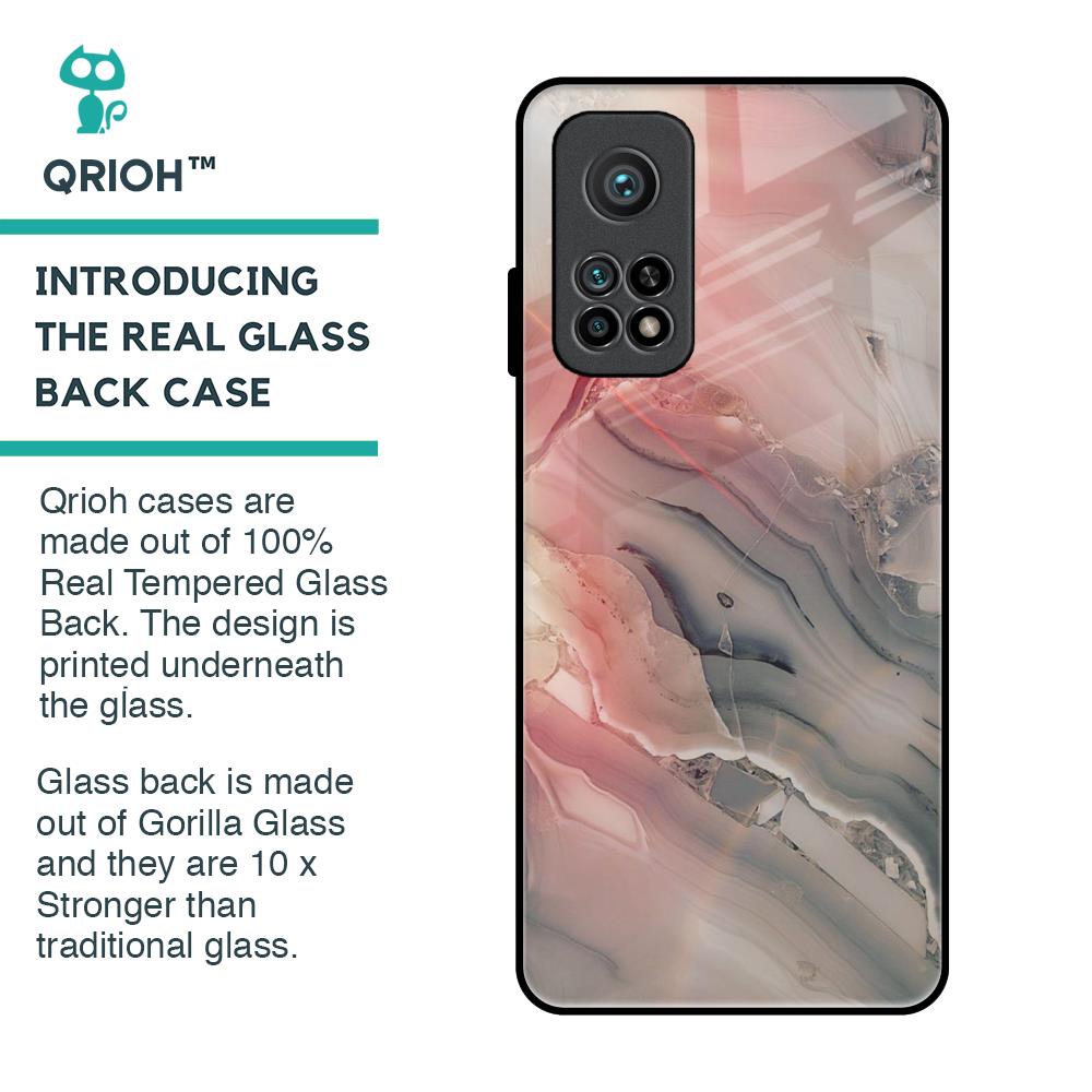 Pink And Grey Marble Glass Case For Xiaomi Mi 10T Pro