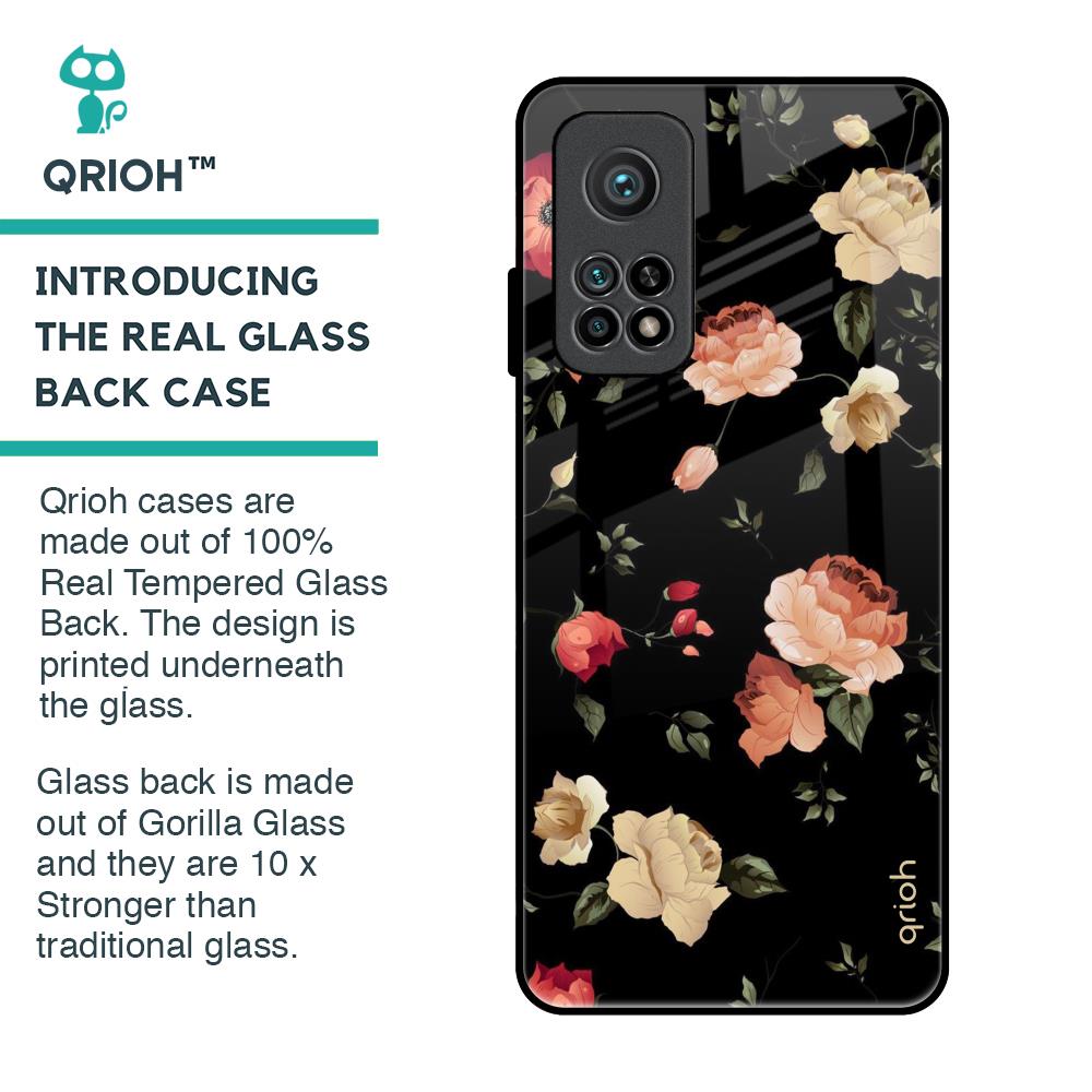 Black Spring Floral Glass Case for Xiaomi Mi 10T Pro