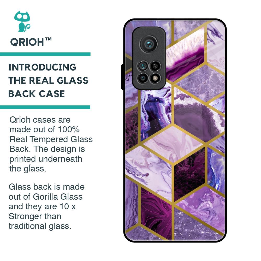 Purple Rhombus Marble Glass Case for Xiaomi Mi 10T Pro