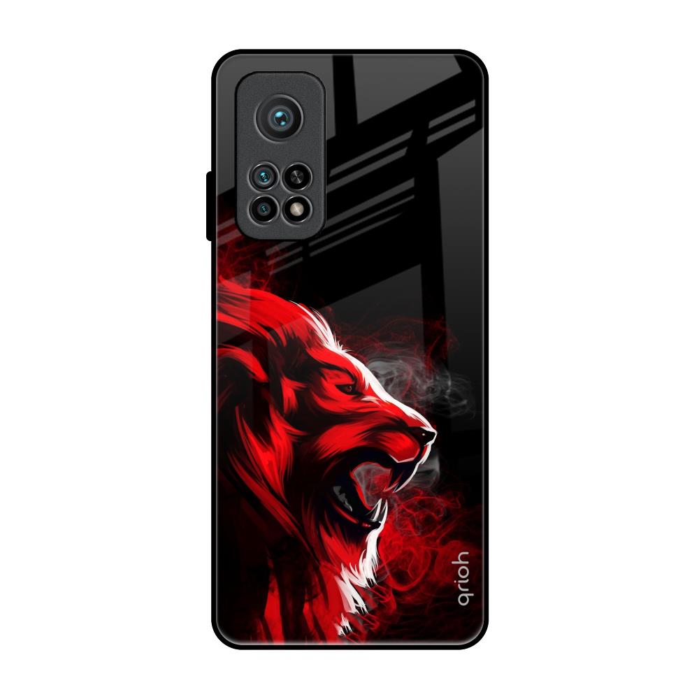 Red Angry Lion Xiaomi Mi 10T Glass Back Cover Online