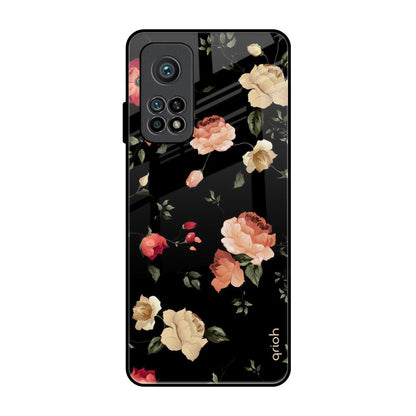 Black Spring Floral Xiaomi Mi 10T Glass Back Cover Online