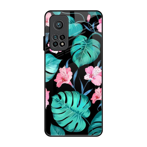 Tropical Leaves & Pink Flowers Xiaomi Mi 10T Glass Back Cover Online