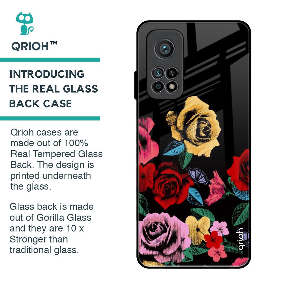 Floral Decorative Glass Case For Xiaomi Mi 10T