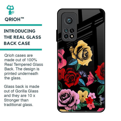 Floral Decorative Glass Case For Xiaomi Mi 10T