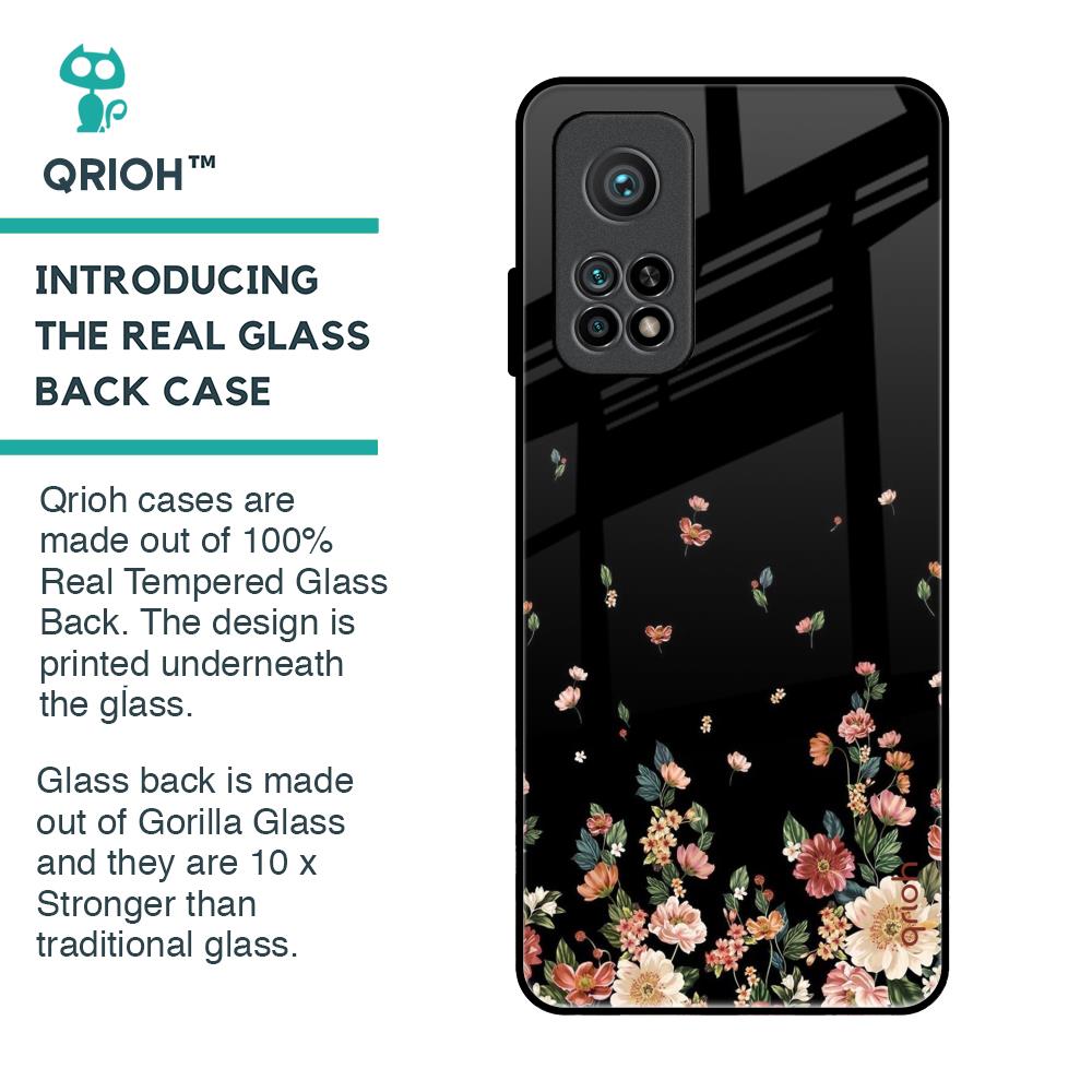 Floating Floral Print Glass Case for Xiaomi Mi 10T