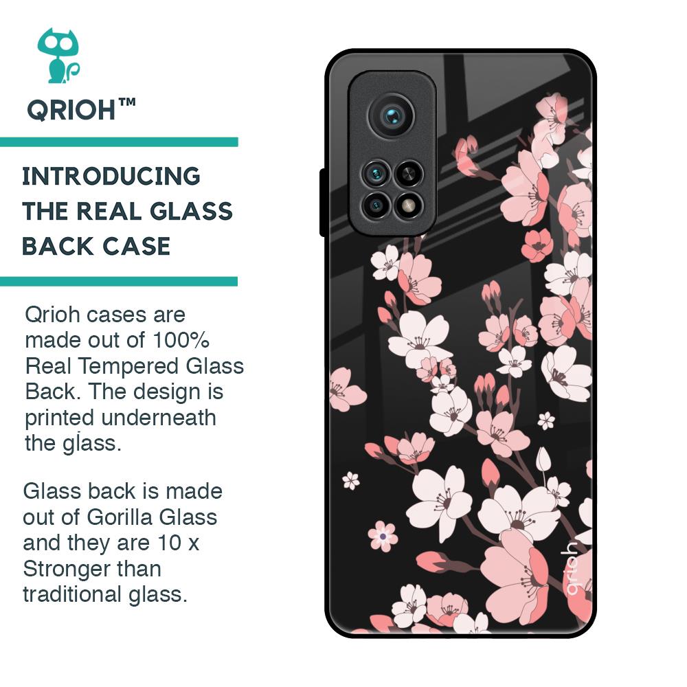 Black Cherry Blossom Glass Case for Xiaomi Mi 10T
