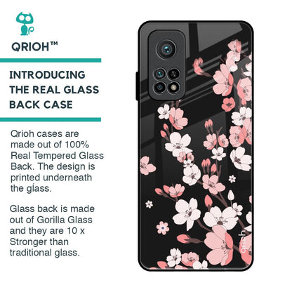 Black Cherry Blossom Glass Case for Xiaomi Mi 10T