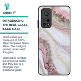 Pink & Gold Gllitter Marble Glass Case for Xiaomi Mi 10T