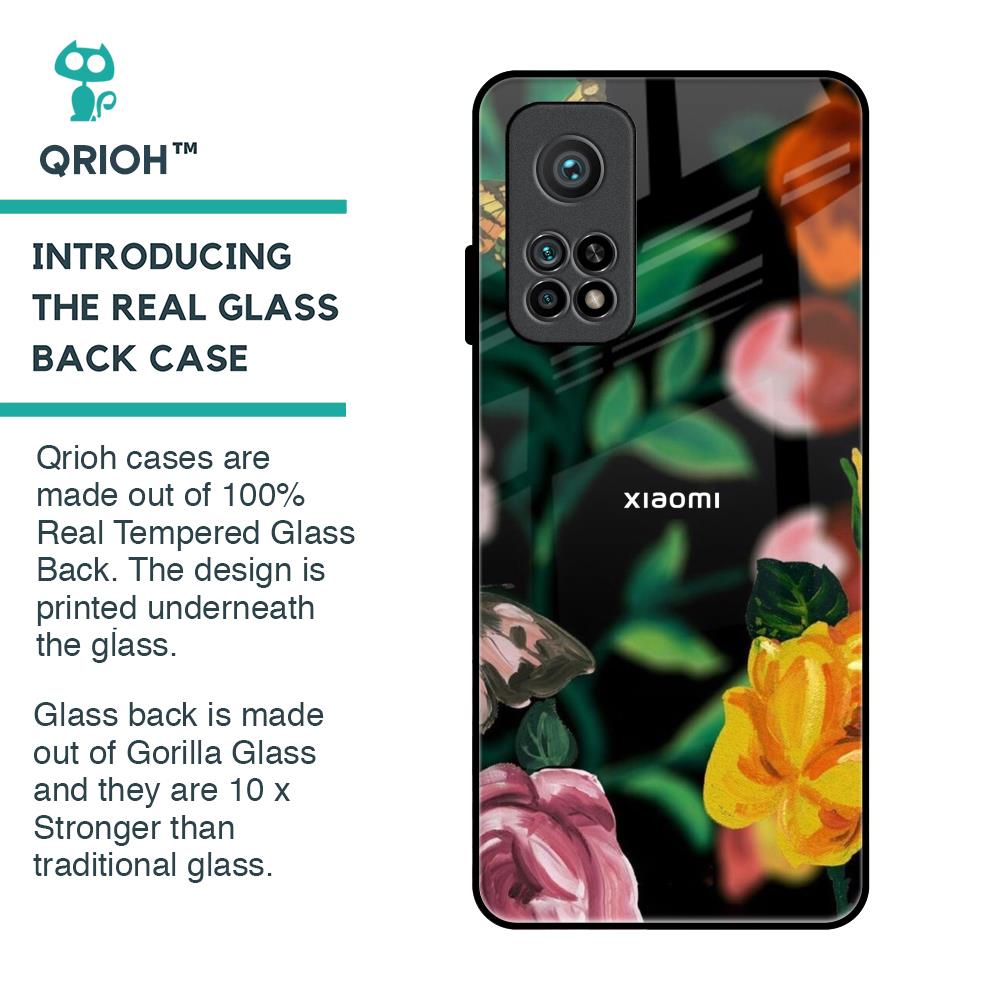 Flowers & Butterfly Glass Case for Xiaomi Mi 10T