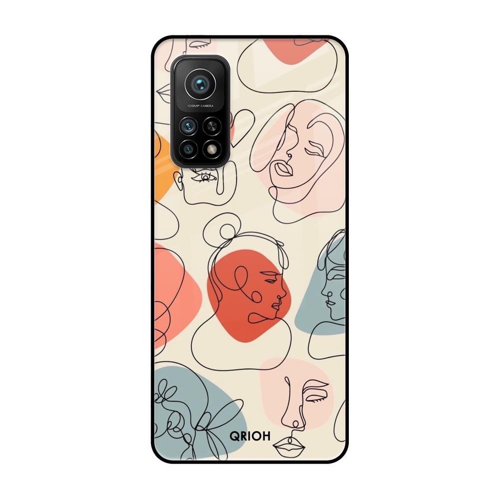 Abstract Faces Mi 10T Glass Cases & Covers Online