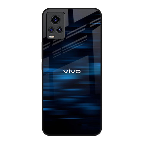 Blue Rough Abstract Vivo V20 Glass Back Cover Online