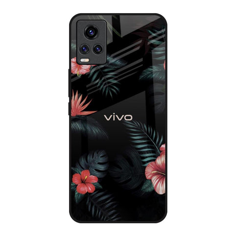 Tropical Art Flower Vivo V20 Glass Back Cover Online