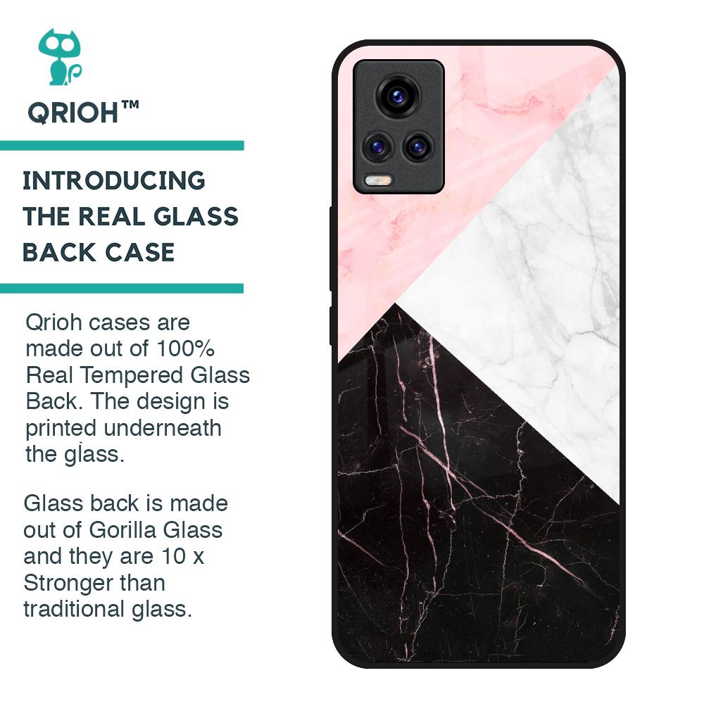 Marble Collage Art Glass Case For Vivo V20