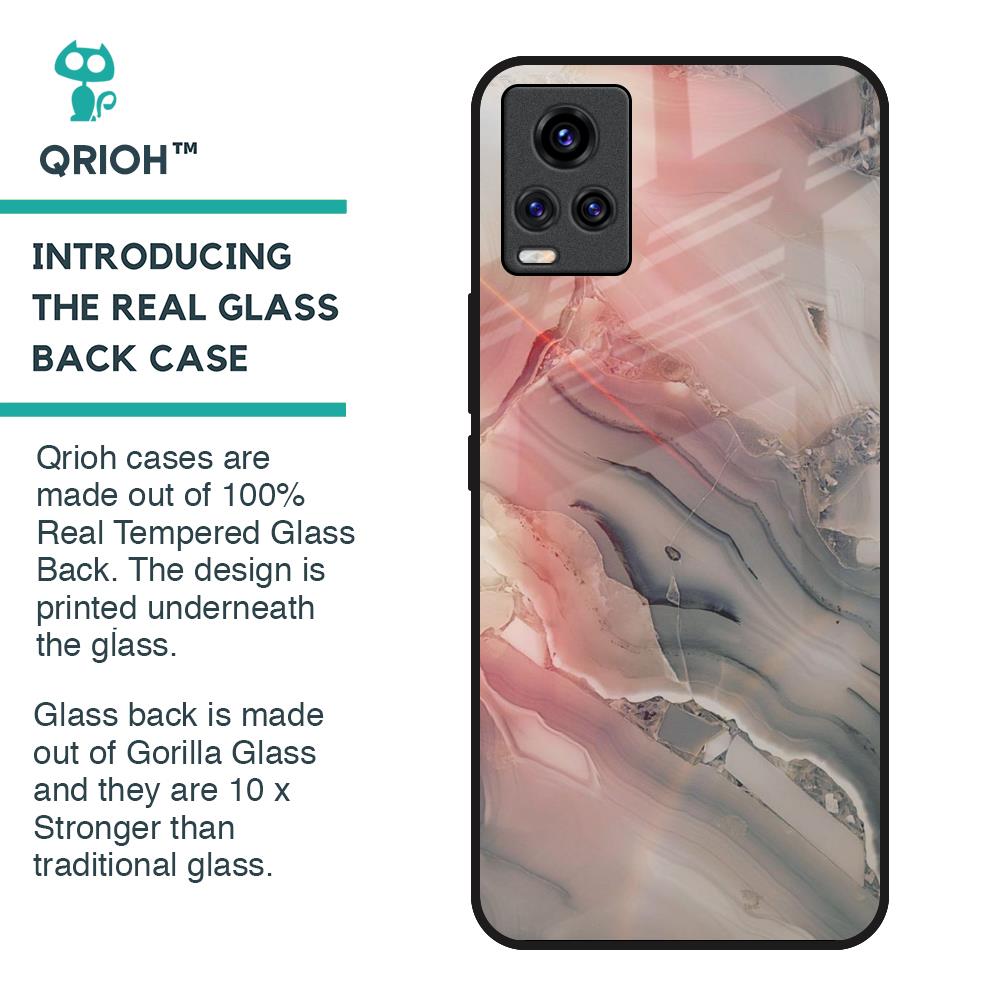 Pink And Grey Marble Glass Case For Vivo V20