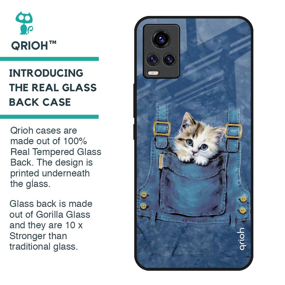 Kitty In Pocket Glass Case For Vivo V20