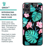 Tropical Leaves & Pink Flowers Glass Case for Vivo V20