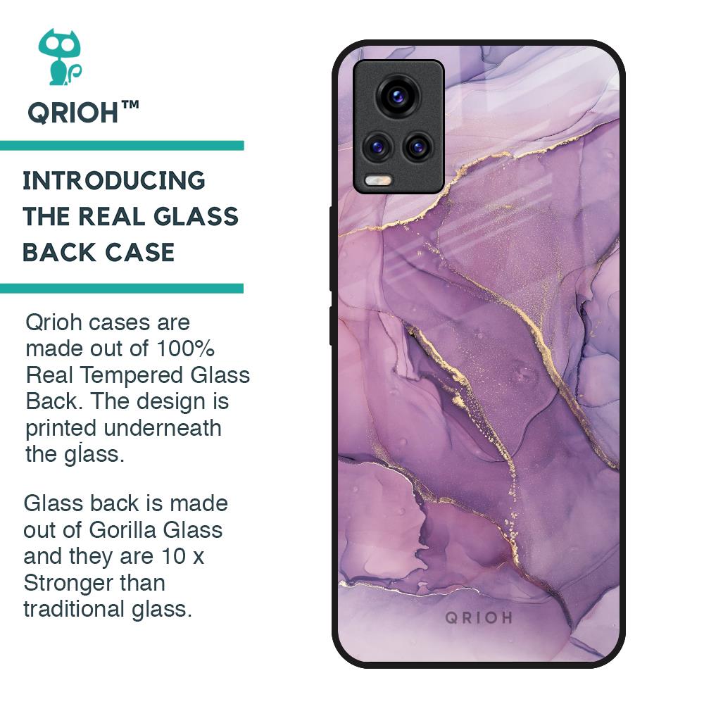 Purple Gold Marble Glass Case for Vivo V20
