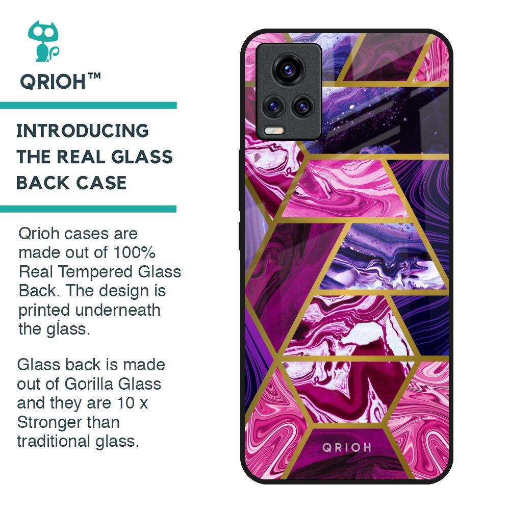 Electroplated Geometric Marble Glass Case for Vivo V20