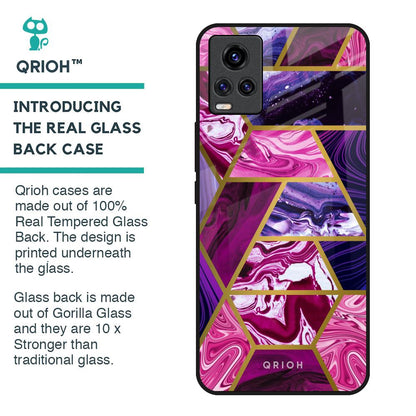 Electroplated Geometric Marble Glass Case for Vivo V20