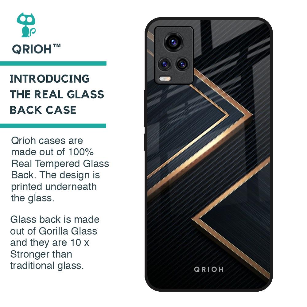 Sleek Golden & Navy Glass Case for Vivo V20