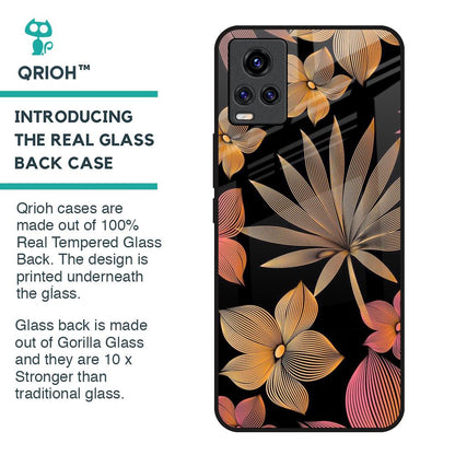 Lines Pattern Flowers Glass Case for Vivo V20